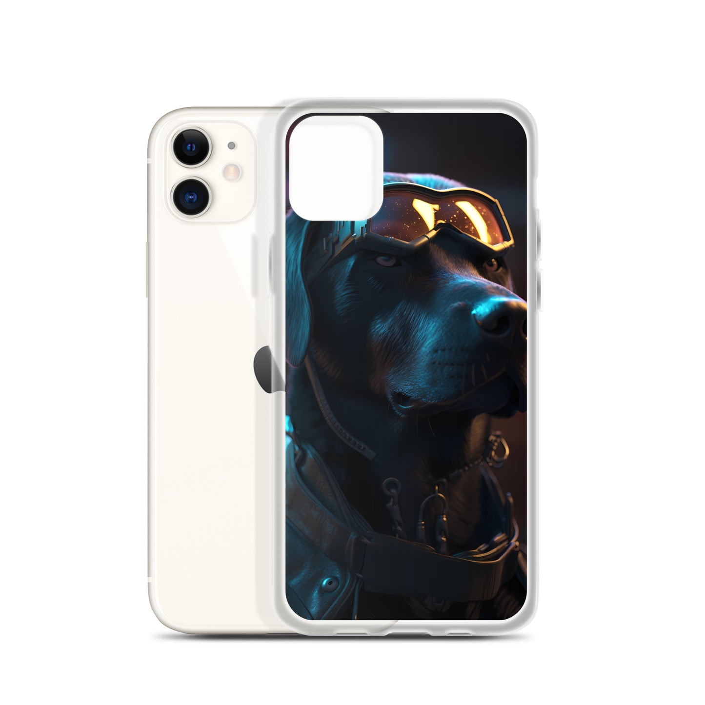 iPhone Case - Black Lab in Cyber City