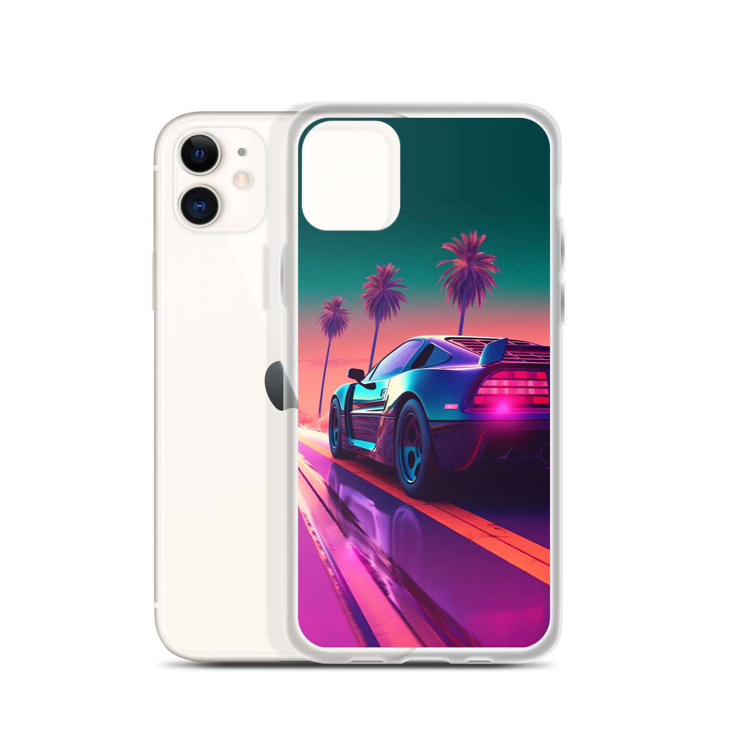 iPhone Case - Synthwave Sunset Sports Car
