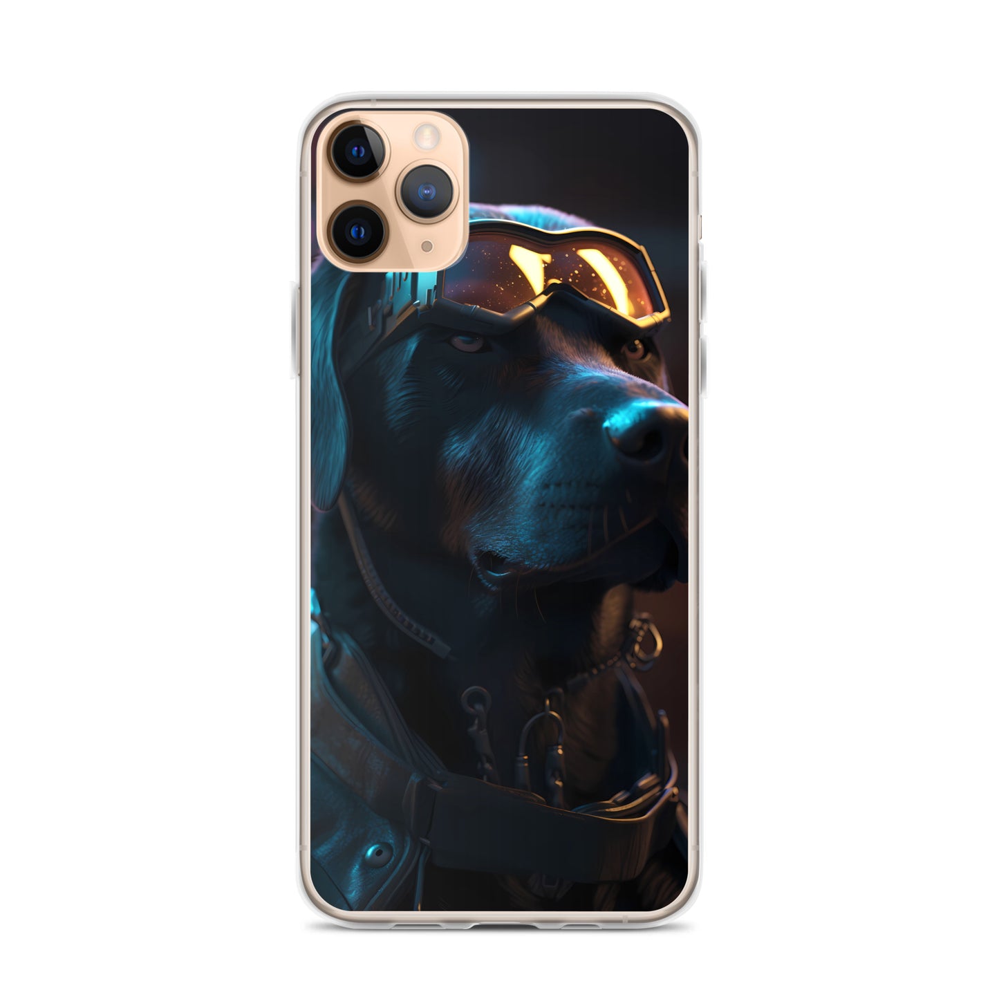iPhone Case - Black Lab in Cyber City