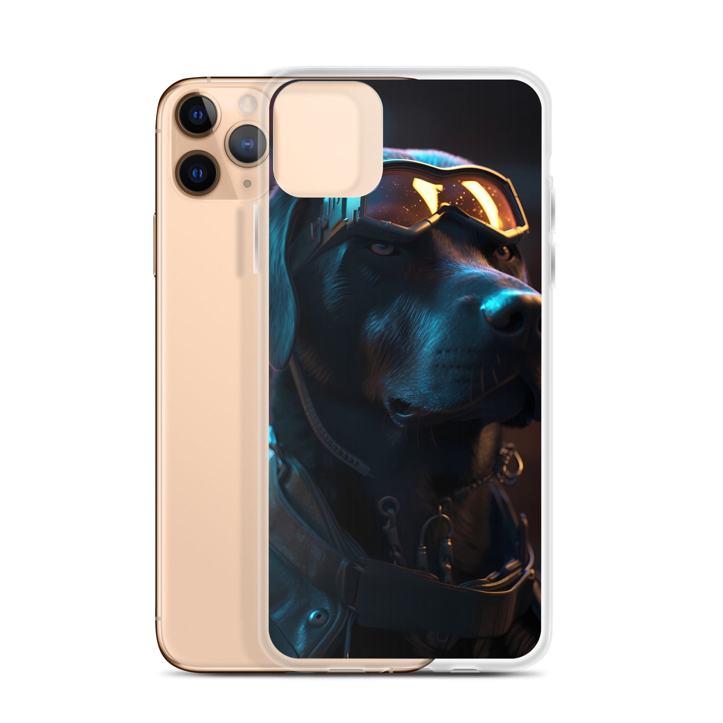 iPhone Case - Black Lab in Cyber City