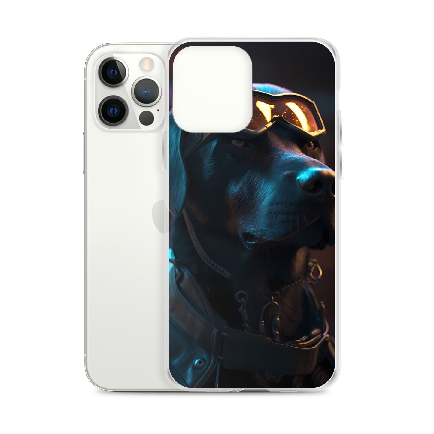iPhone Case - Black Lab in Cyber City