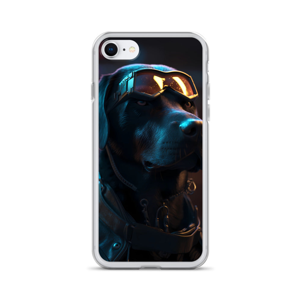 iPhone Case - Black Lab in Cyber City