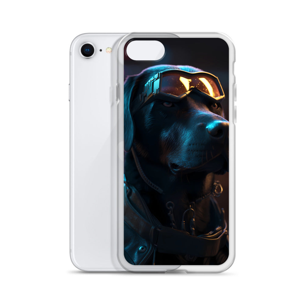 iPhone Case - Black Lab in Cyber City