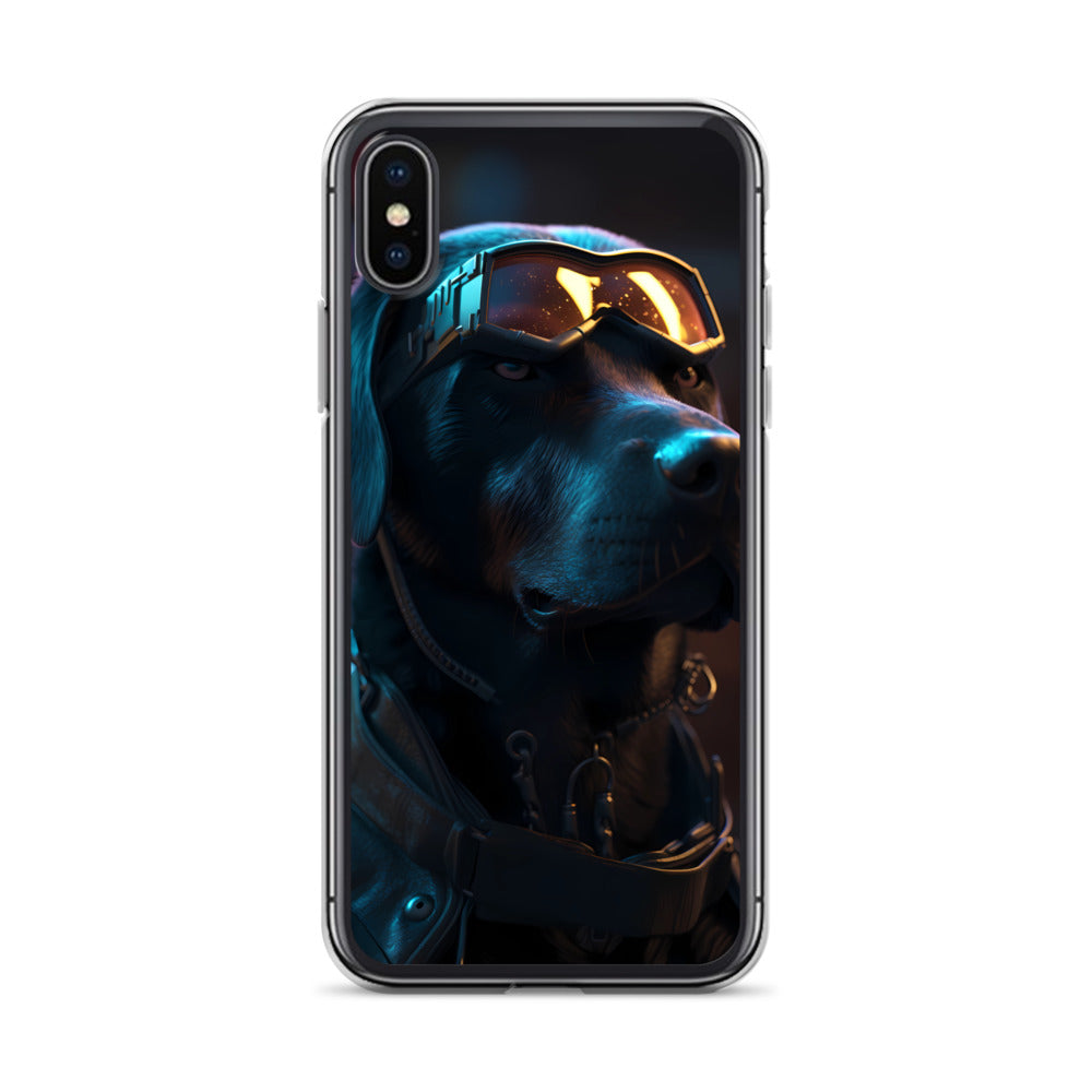 iPhone Case - Black Lab in Cyber City