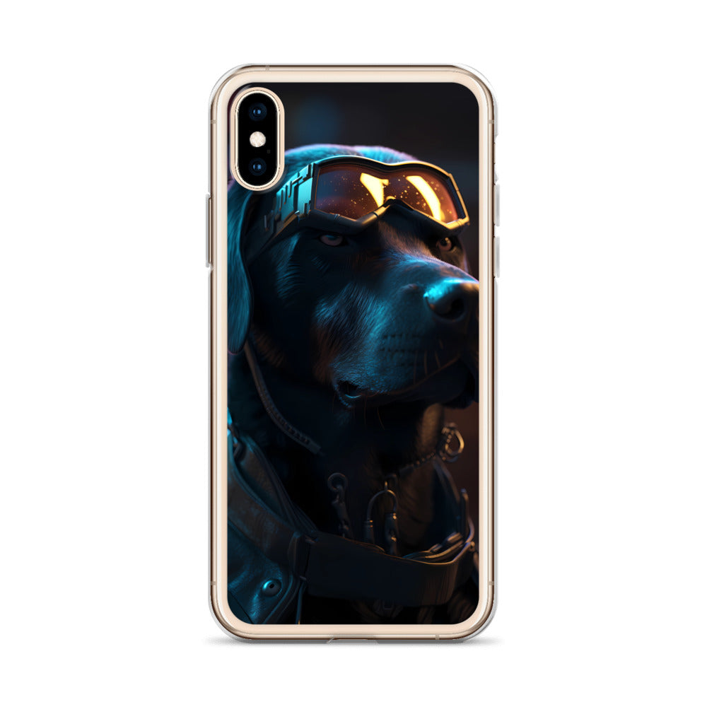 iPhone Case - Black Lab in Cyber City