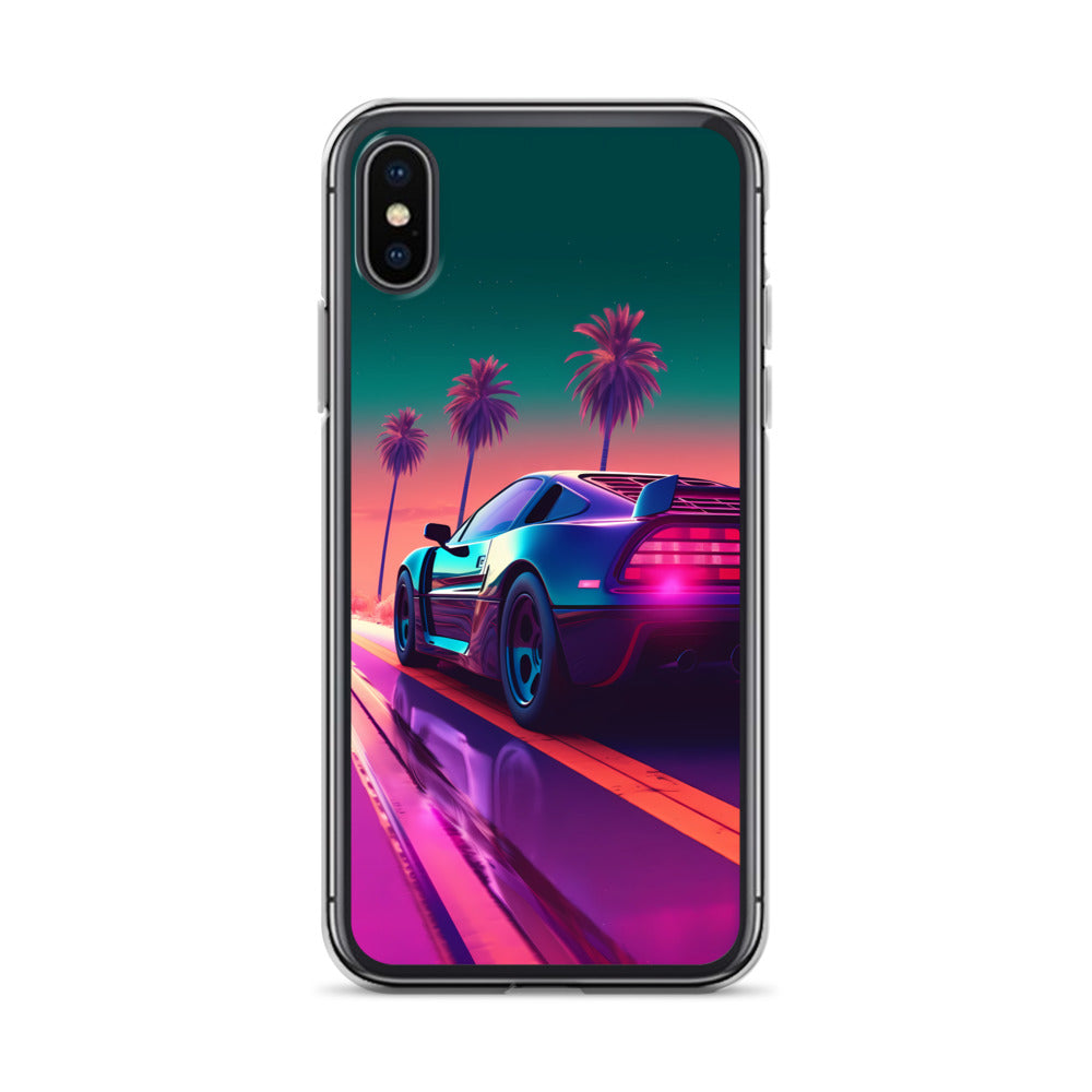 iPhone Case - Synthwave Sunset Sports Car