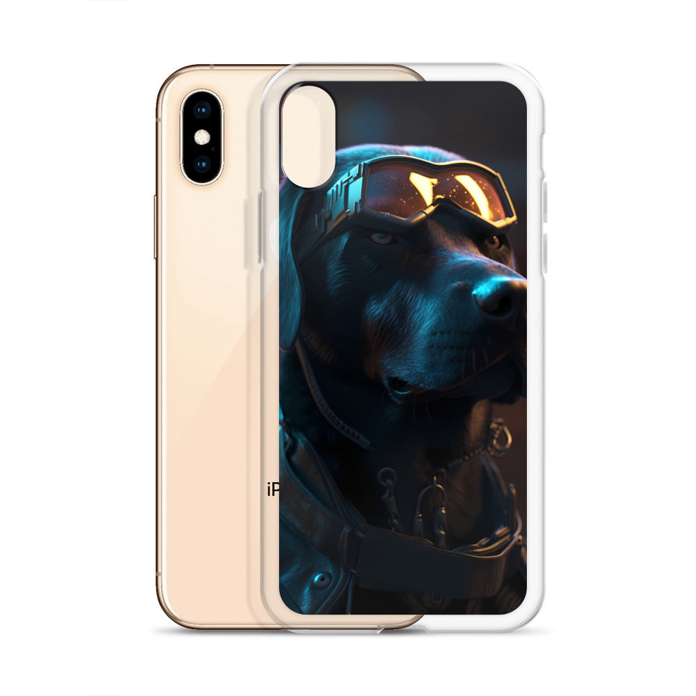 iPhone Case - Black Lab in Cyber City