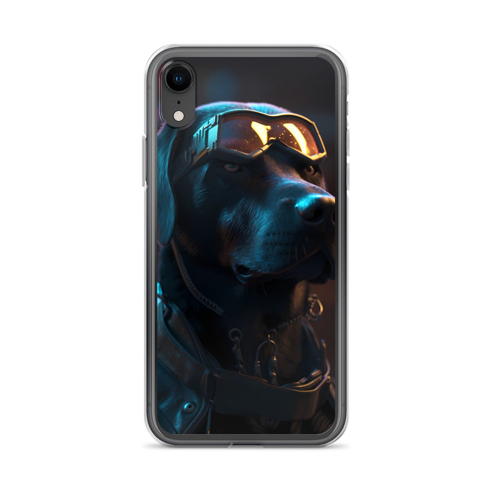 iPhone Case - Black Lab in Cyber City