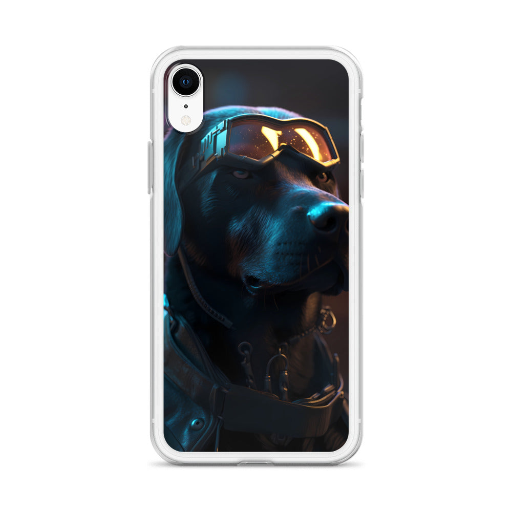 iPhone Case - Black Lab in Cyber City