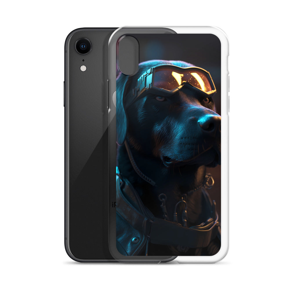 iPhone Case - Black Lab in Cyber City