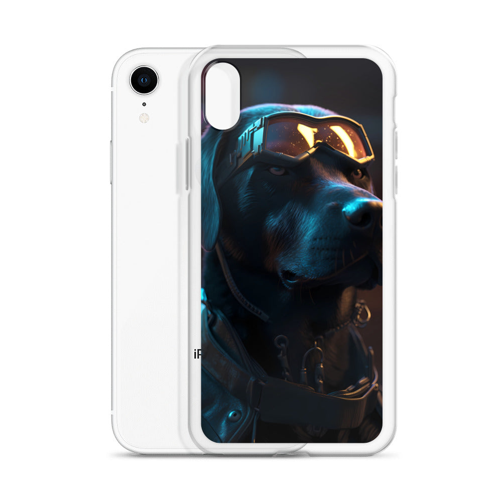 iPhone Case - Black Lab in Cyber City