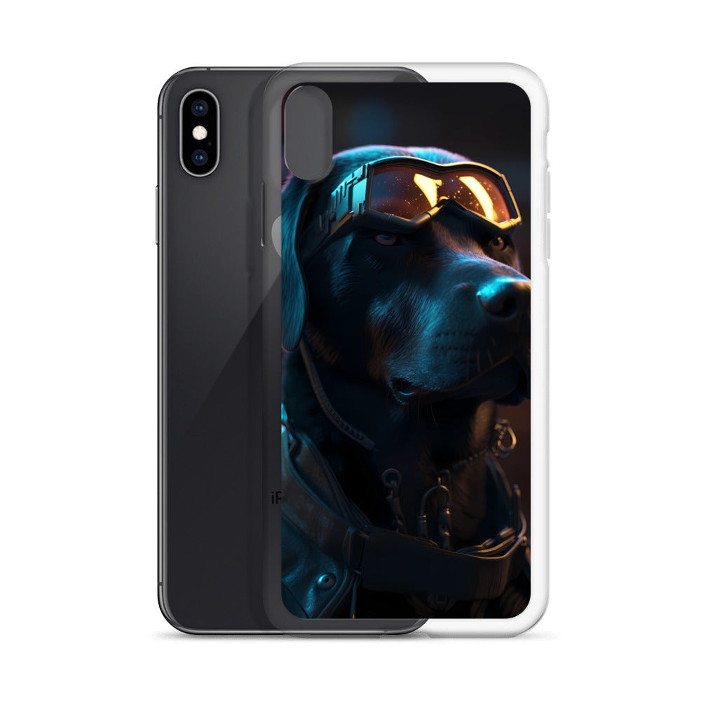iPhone Case - Black Lab in Cyber City
