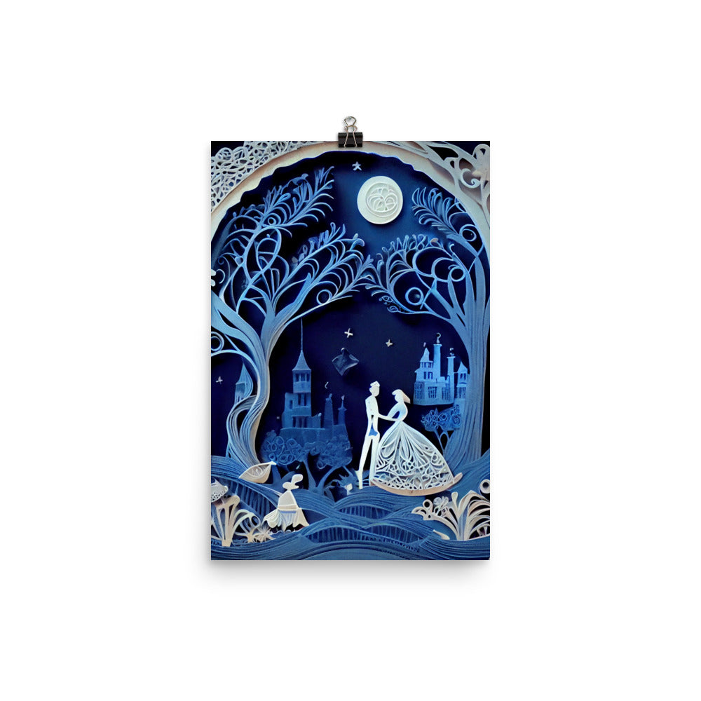 Enhanced Matte Paper Poster - Cinderella in Paper Art