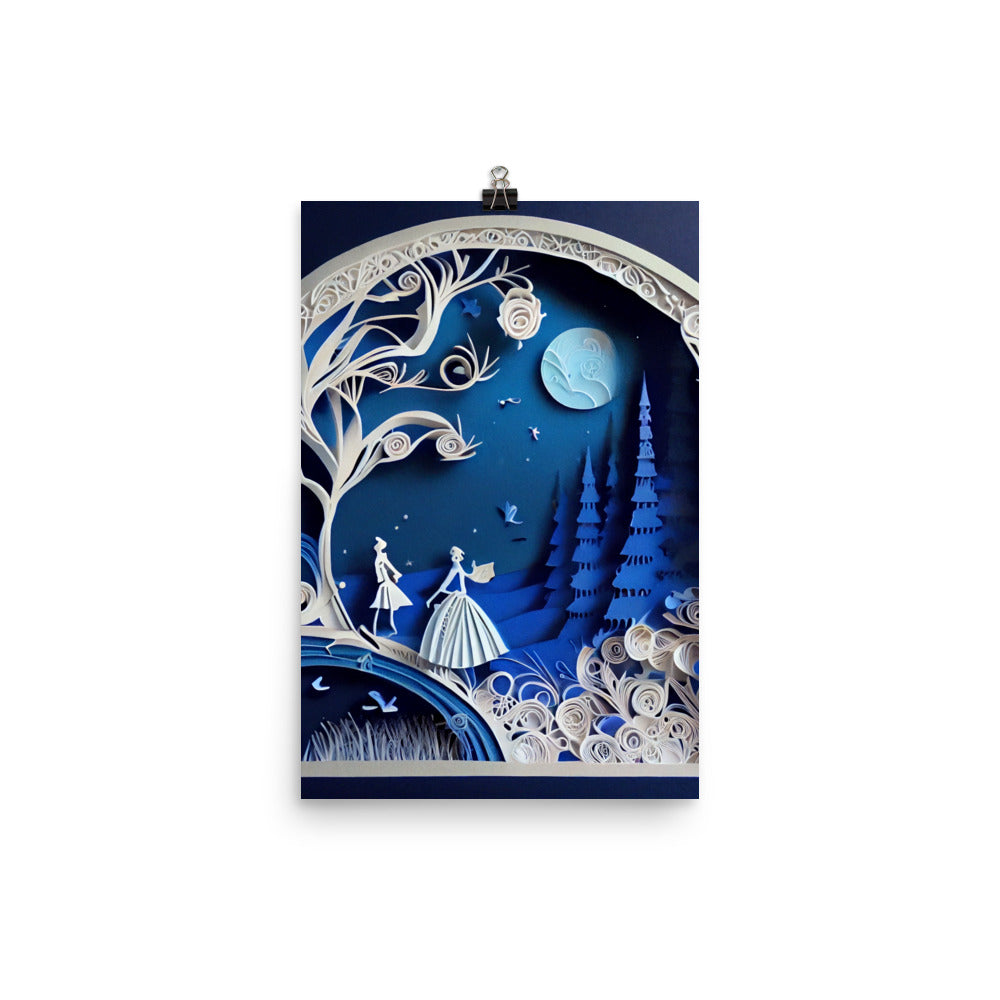 Enhanced Matte Paper Poster - Cinderella in Paper Art