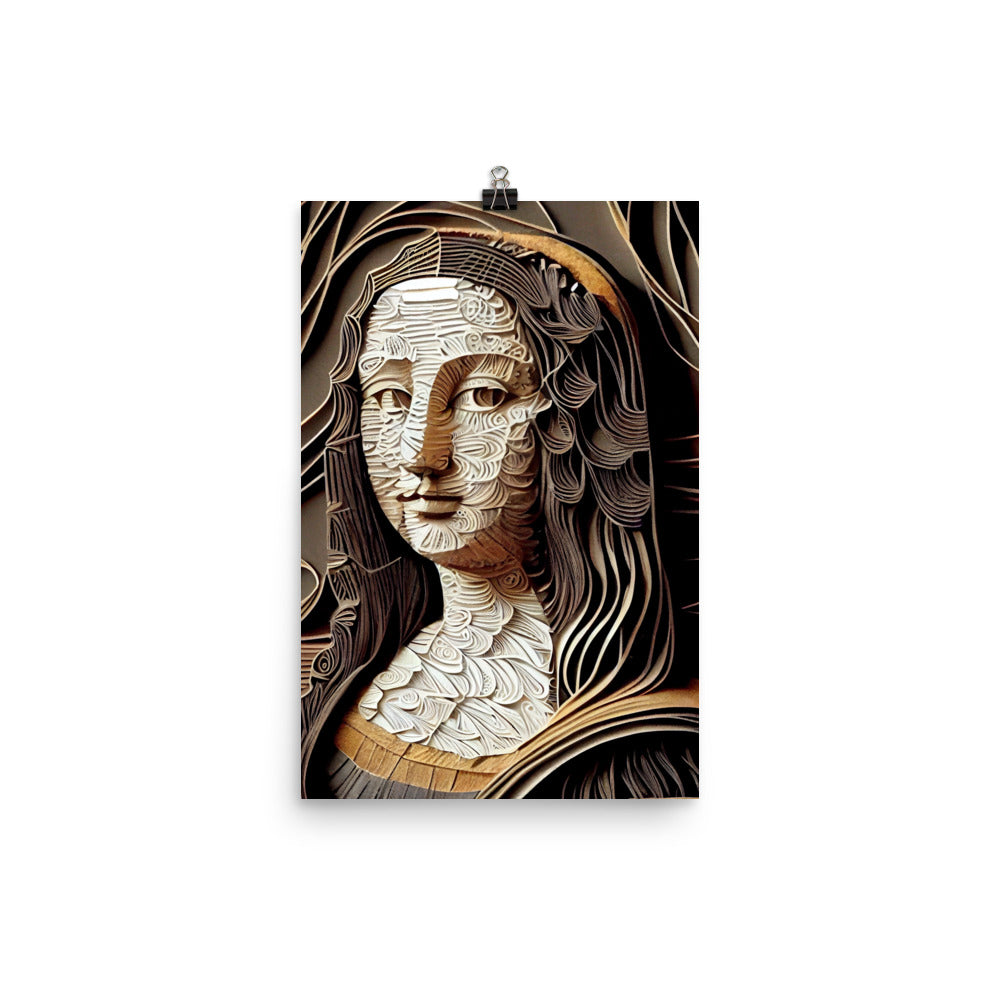 Enhanced Matte Paper Poster - Mona Lisa in Paper Quilling Style