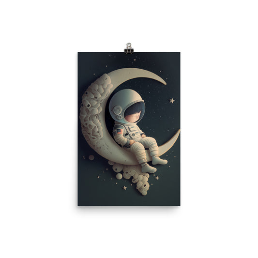 Enhanced Matte Paper Poster - Sleeping on the Moon