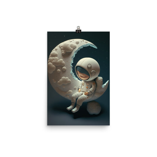 Enhanced Matte Paper Poster - Girl Sleeping on the Moon