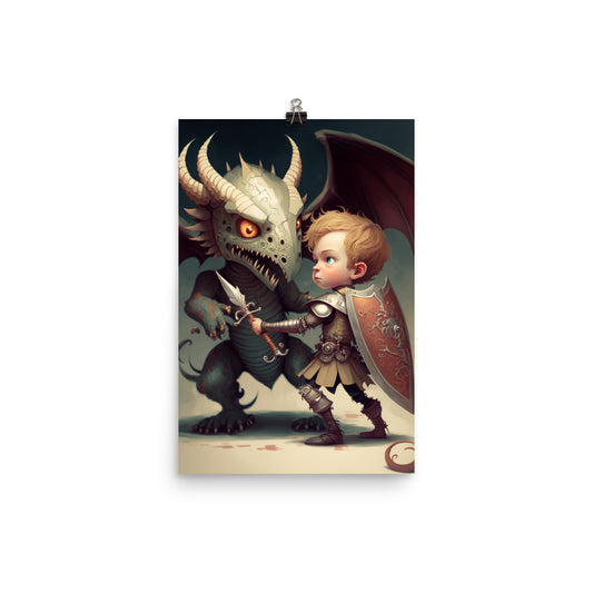 Enhanced Matte Paper Poster - Boy Knight Monster Slayer