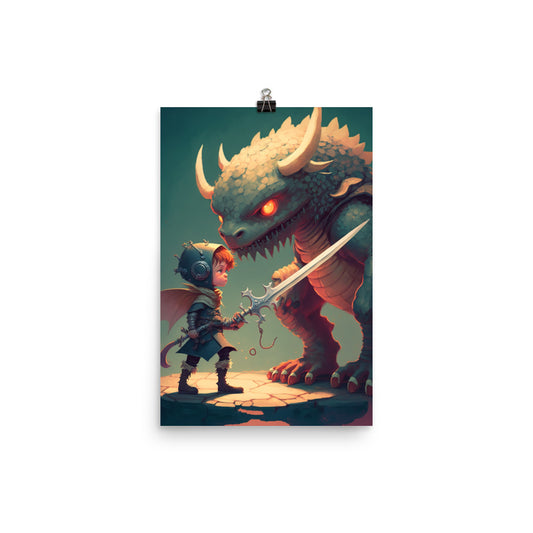 Enhanced Matte Paper Poster - Boy Dragon Slayer