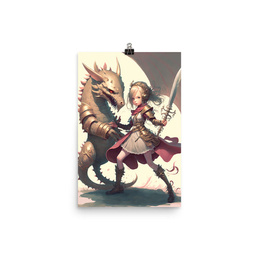 Enhanced Matte Paper Poster - Girl Dragon Slayer
