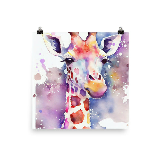Enhanced Matte Poster - Kids Room Watercolor - Giraffe