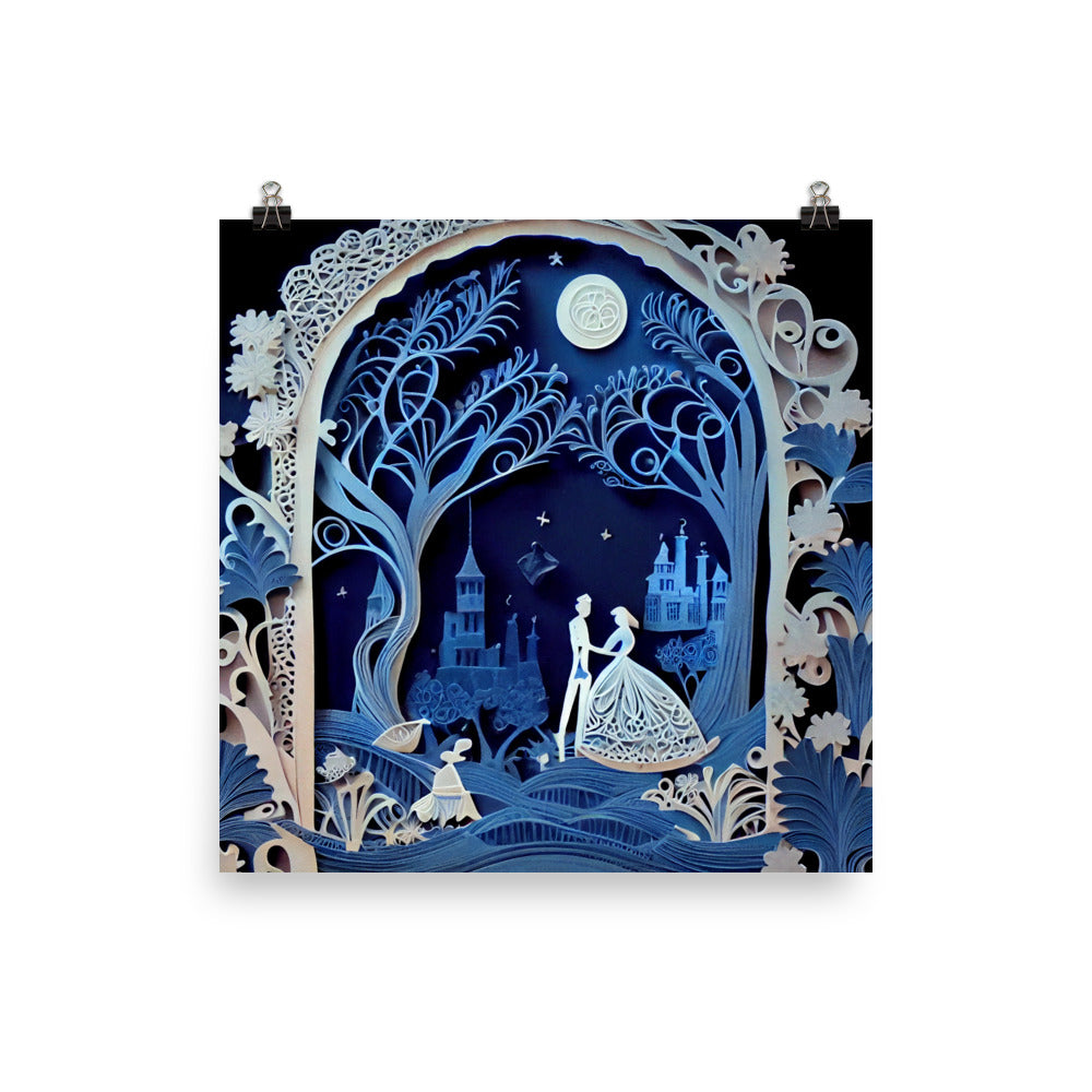 Enhanced Matte Paper Poster - Cinderella in Paper Art