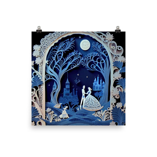 Enhanced Matte Paper Poster - Cinderella in Paper Art