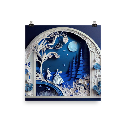 Enhanced Matte Paper Poster - Cinderella in Paper Art