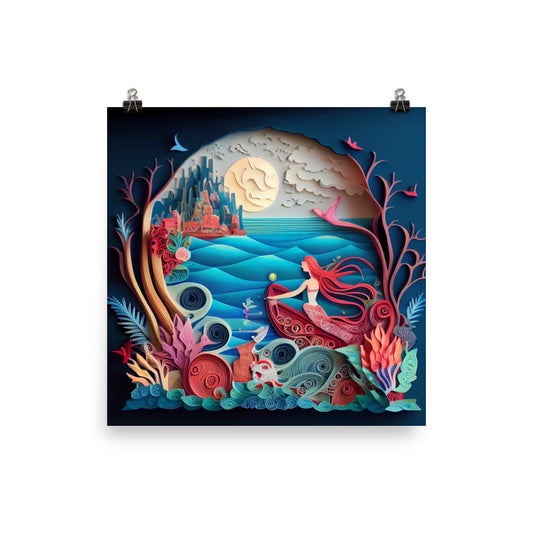 Enhanced Matte Paper Poster - Little Mermaid Paper Art