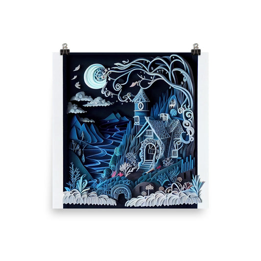 Enhanced Matte Paper Poster - Fairy Tale Tower in Paper Art