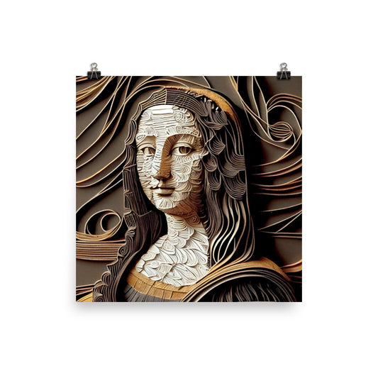 Enhanced Matte Paper Poster - Mona Lisa in Paper Quilling Style