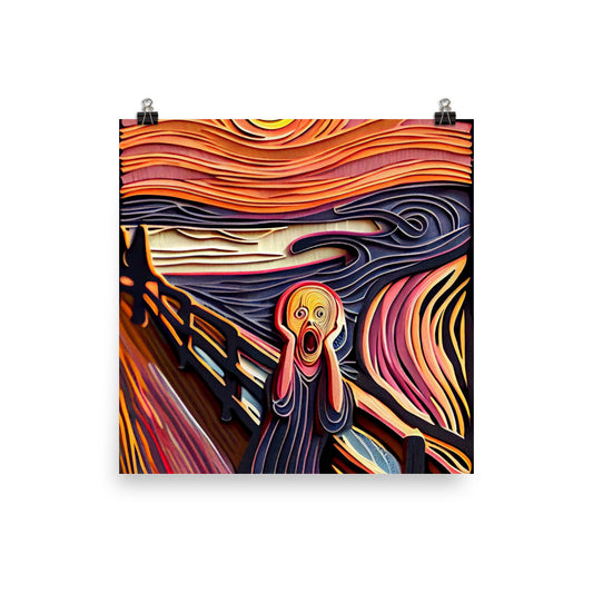 Enhanced Matte Paper Poster - The Scream in Paper Art Style