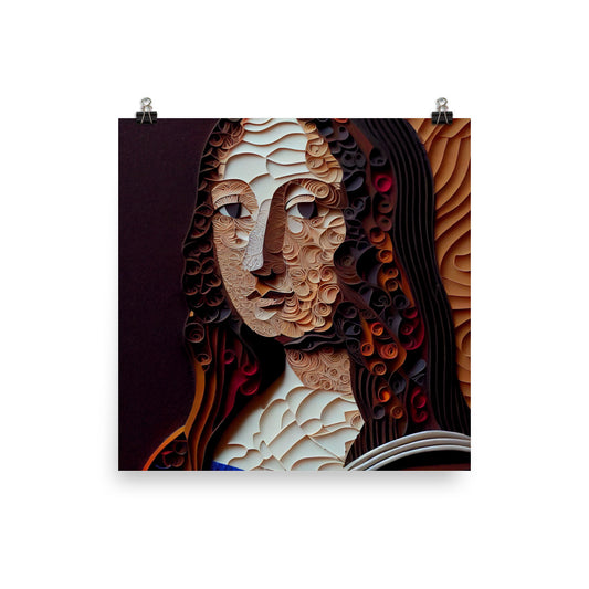 Enhanced Matte Paper Poster - Mona Lisa in Paper Quilling Style