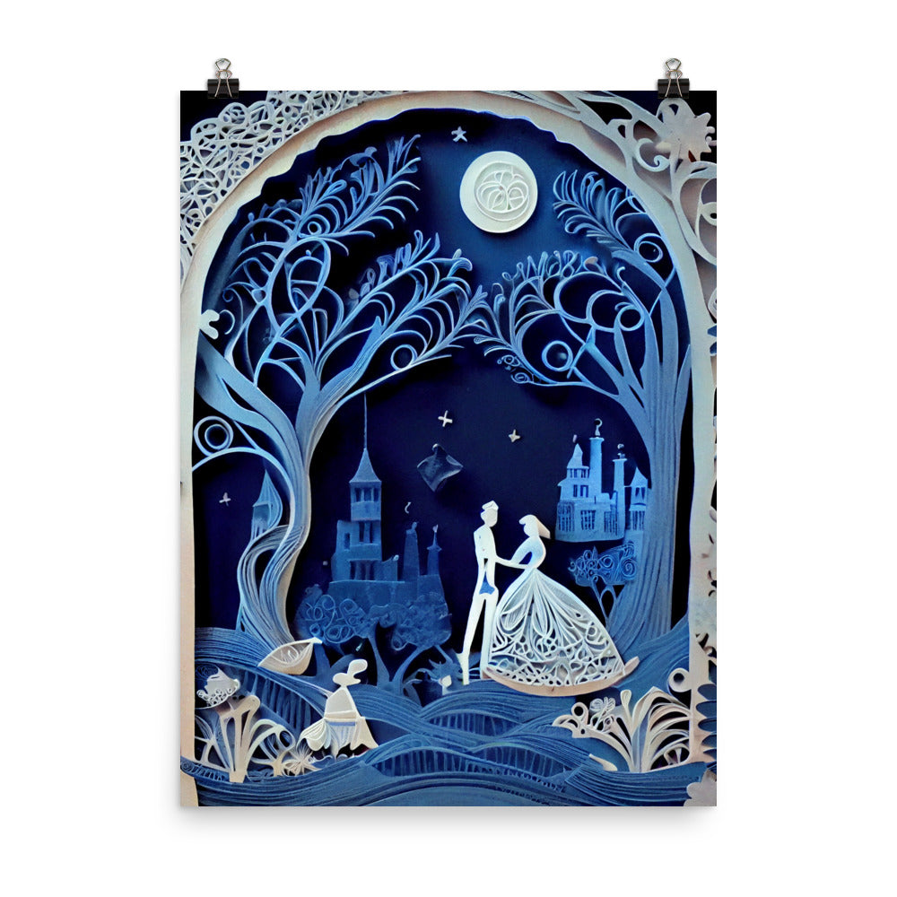 Enhanced Matte Paper Poster - Cinderella in Paper Art