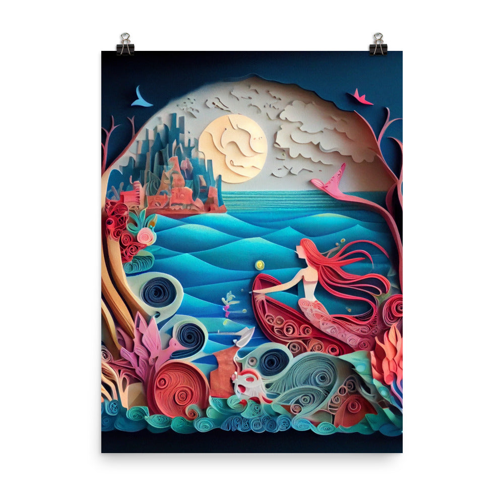Enhanced Matte Paper Poster - Little Mermaid Paper Art