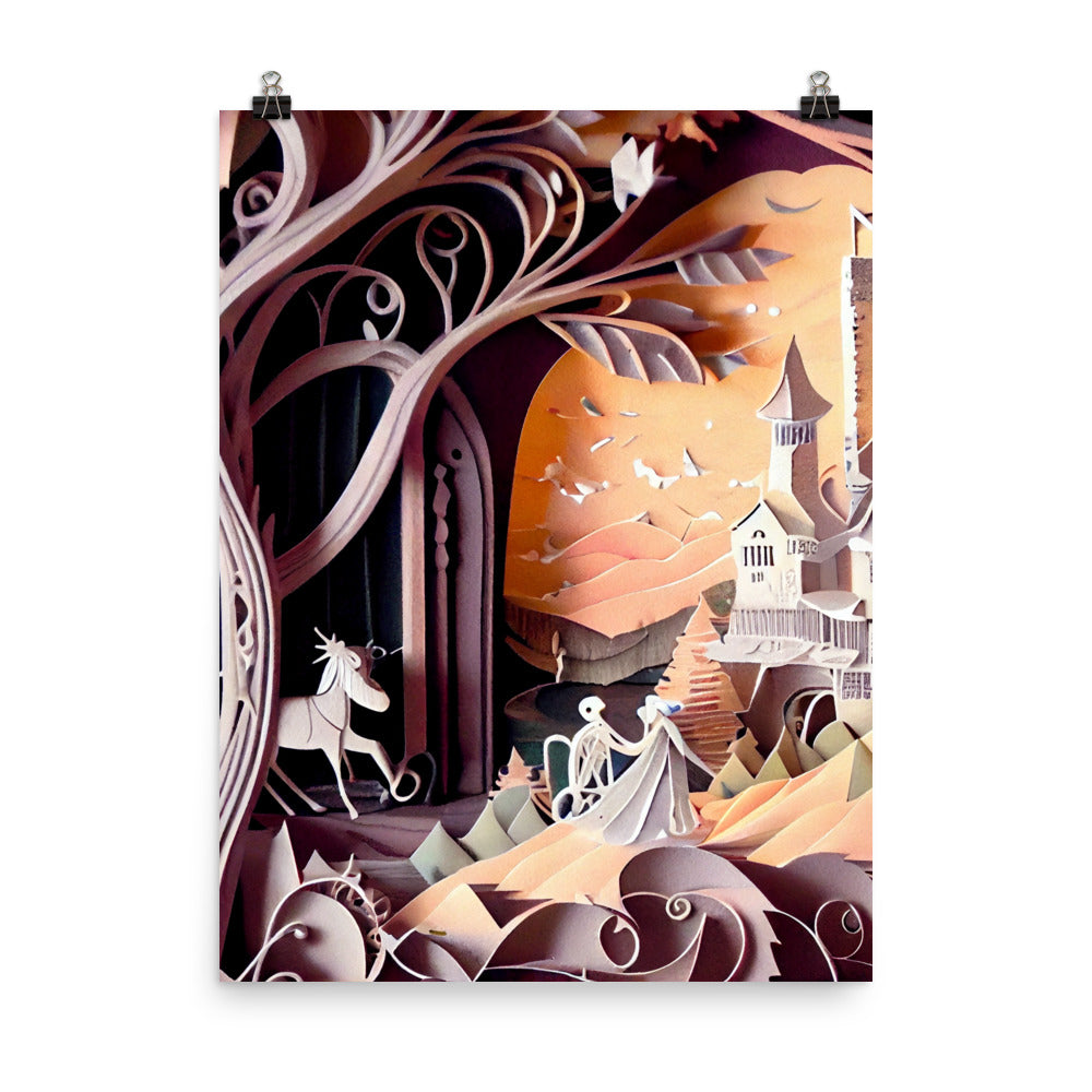 Enhanced Matte Paper Poster - Fairy Tale Scene in Paper Art