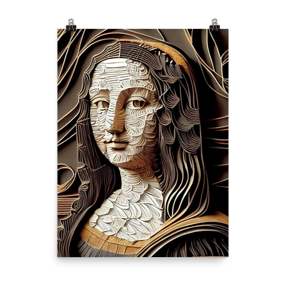 Enhanced Matte Paper Poster - Mona Lisa in Paper Quilling Style