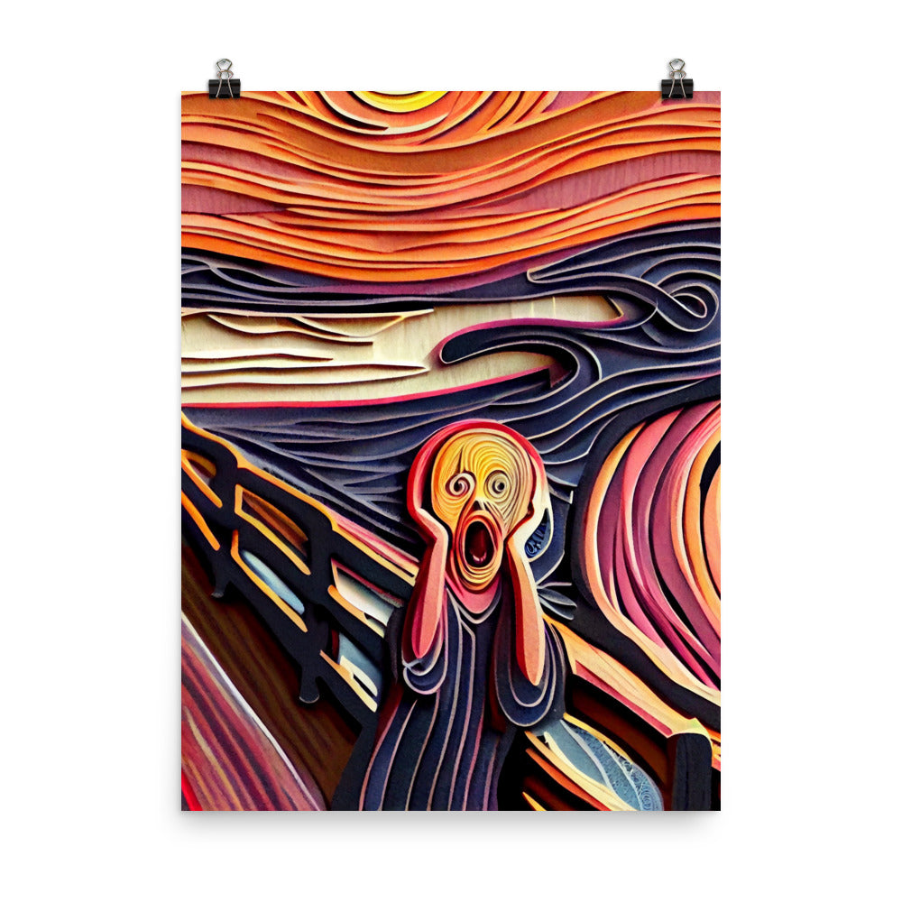 Enhanced Matte Paper Poster - The Scream in Paper Art Style