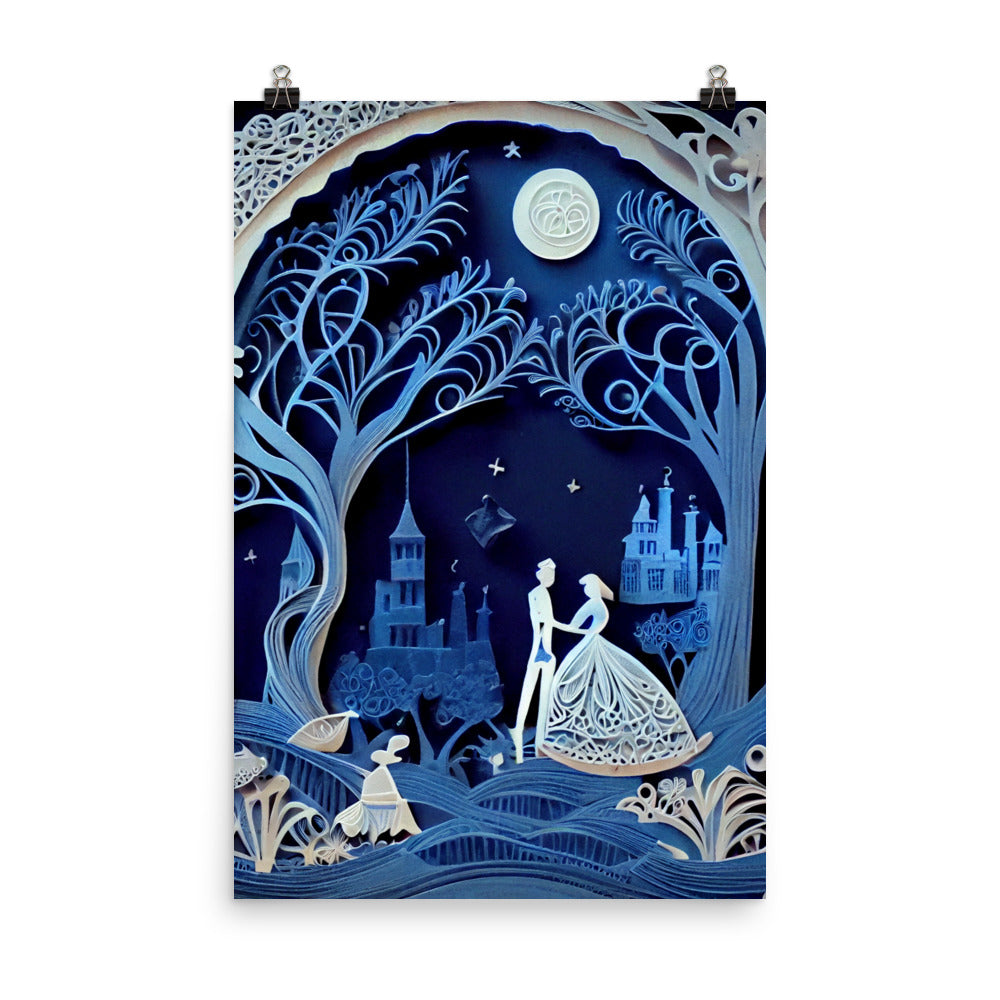 Enhanced Matte Paper Poster - Cinderella in Paper Art