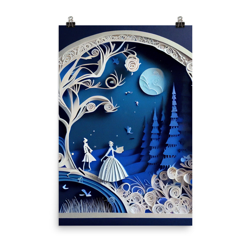 Enhanced Matte Paper Poster - Cinderella in Paper Art