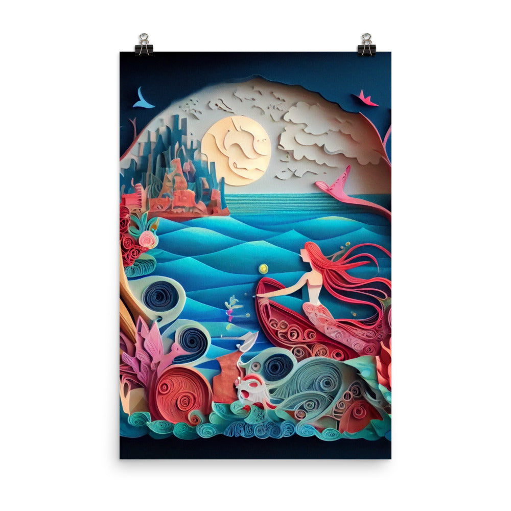 Enhanced Matte Paper Poster - Little Mermaid Paper Art
