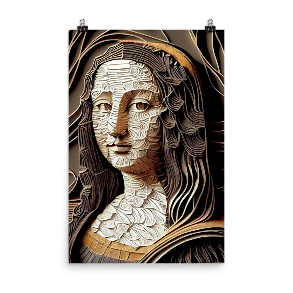 Enhanced Matte Paper Poster - Mona Lisa in Paper Quilling Style
