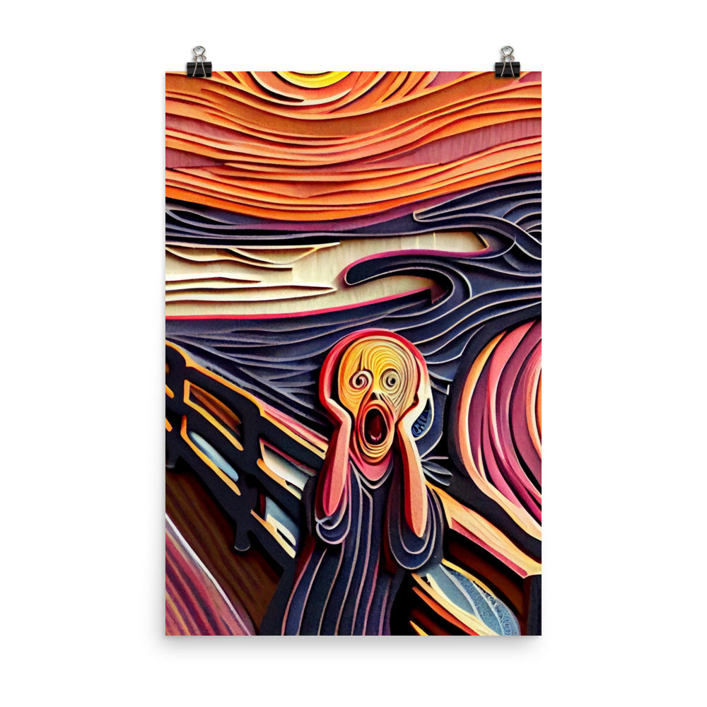 Enhanced Matte Paper Poster - The Scream in Paper Art Style