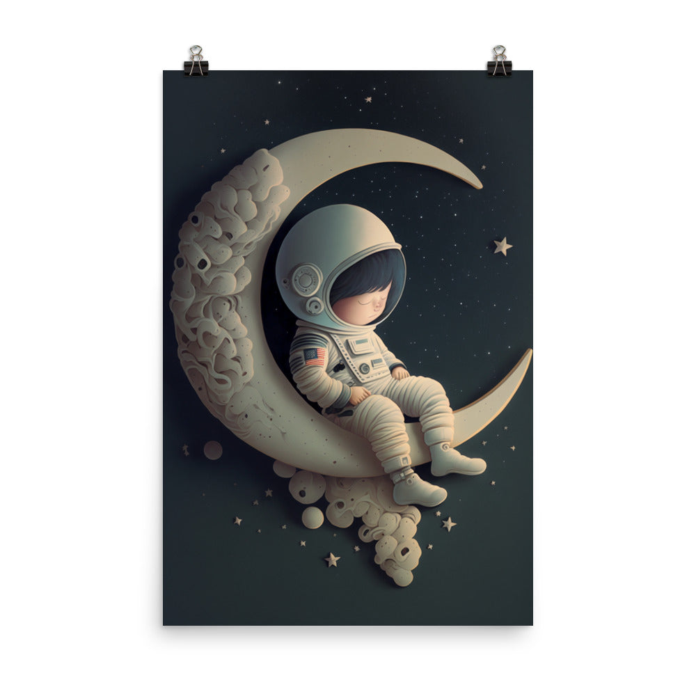 Enhanced Matte Paper Poster - Sleeping on the Moon
