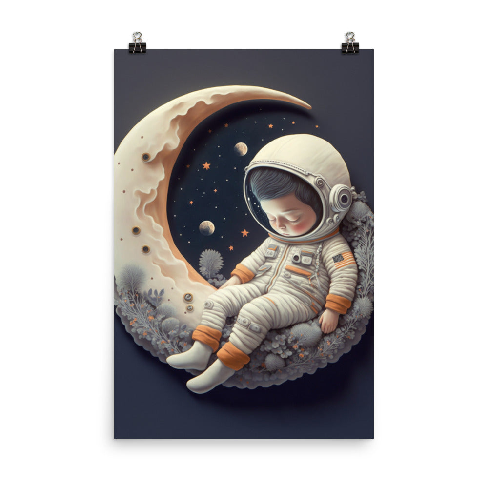 Enhanced Matte Paper Poster - Sleeping on the Moon