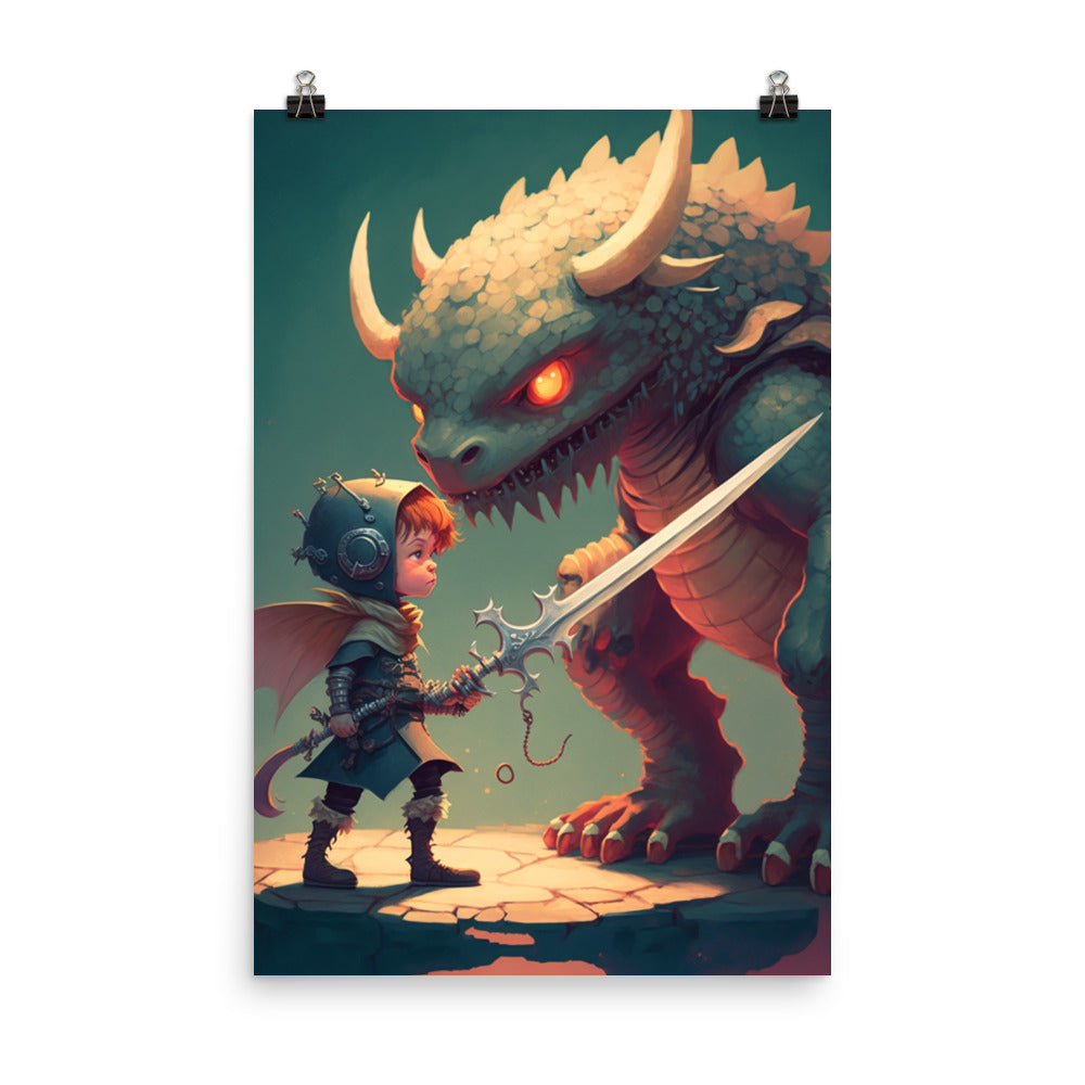 Enhanced Matte Paper Poster - Boy Dragon Slayer