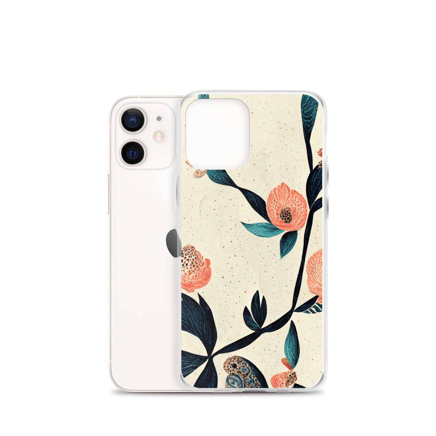 iPhone Case - Pink Floral on Speckled Ivory