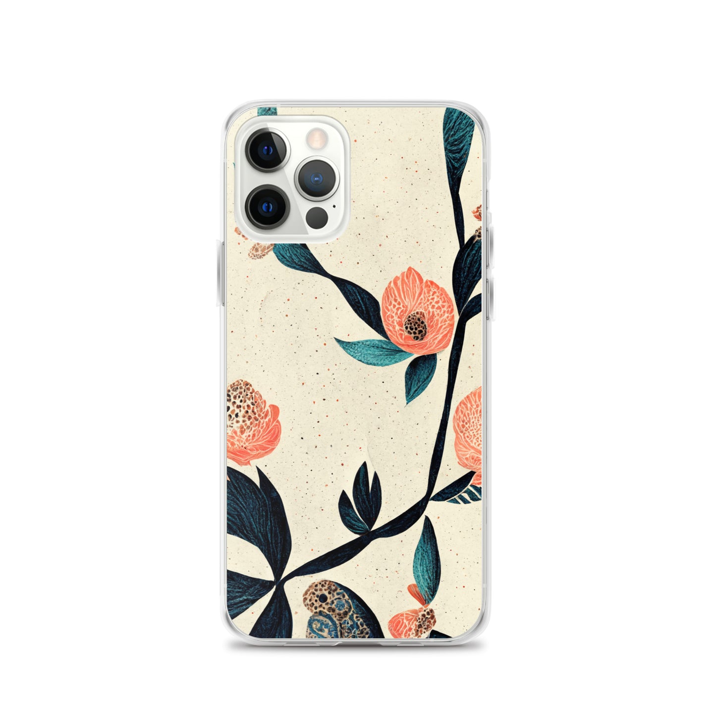 iPhone Case - Pink Floral on Speckled Ivory