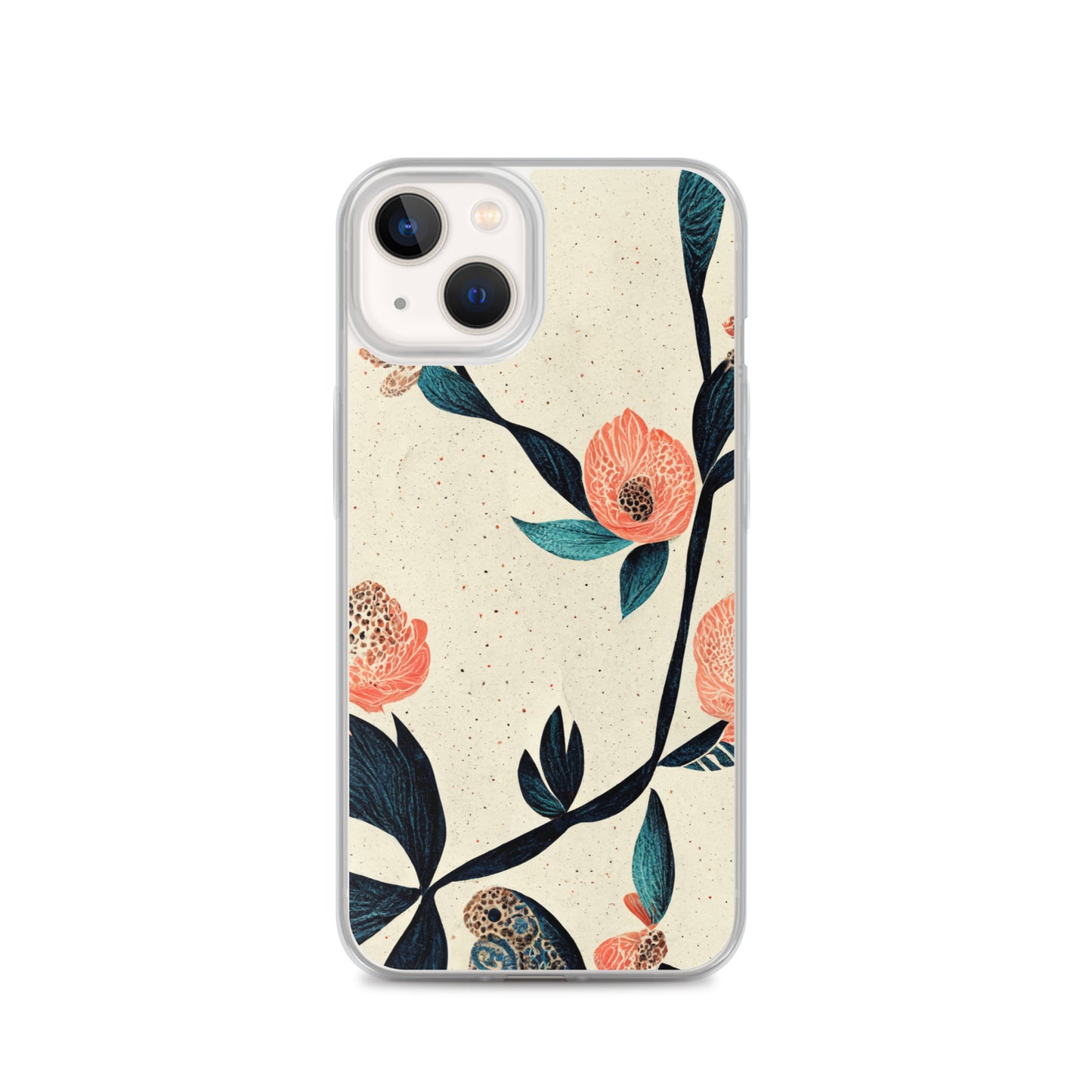 iPhone Case - Pink Floral on Speckled Ivory