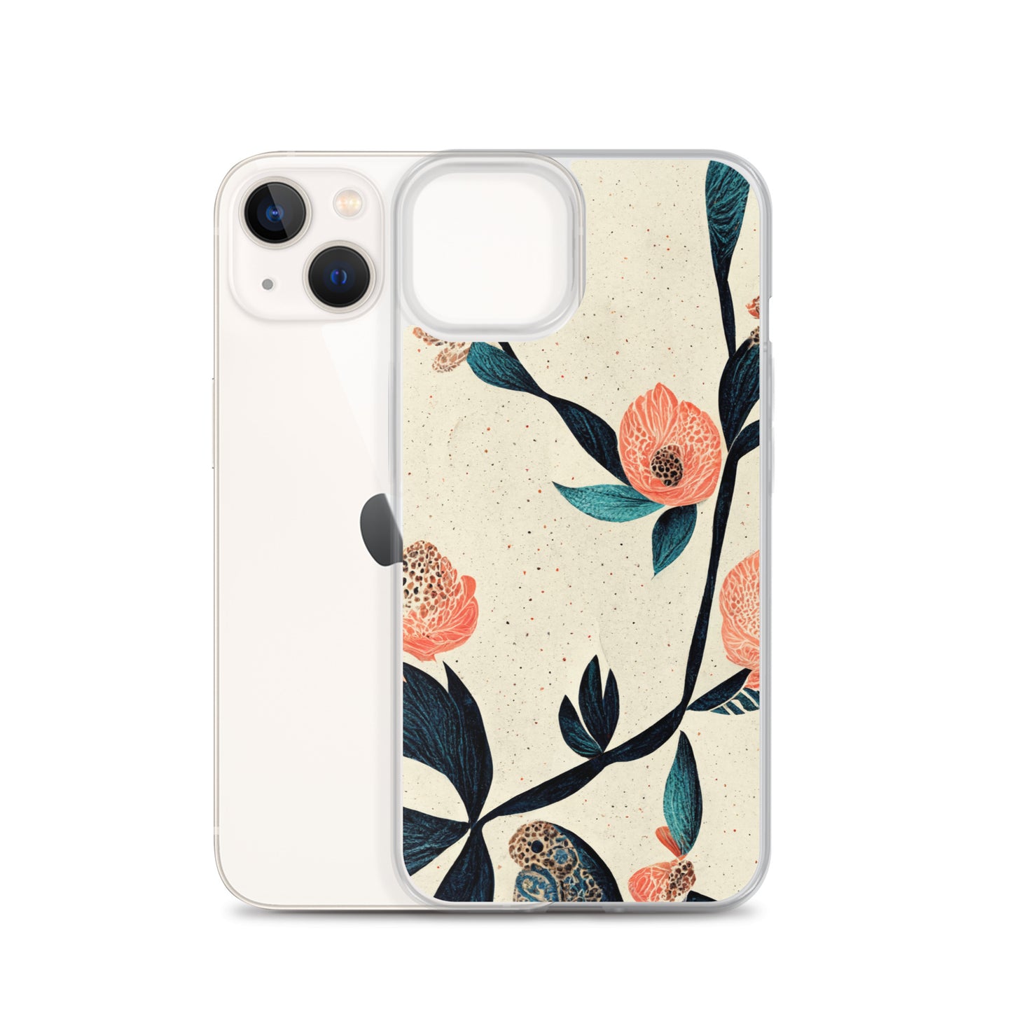 iPhone Case - Paisley Flowers on Speckled Ivory
